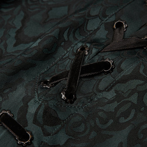 SiaLinda for Men: Rikard, gothisches Jacquardhemd smaragd grün - SiaLinda.com